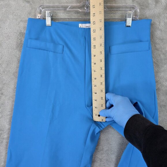 Mango Wide Leg Pants Womens Size 12 Blue High Waist 312FARRITO Work Trousers - Picture 3 of 13